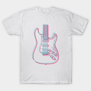 3D S-Style Electric Guitar Body Outline T-Shirt